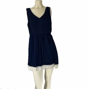 Double Zero S Blue white Tank top Vneck mini dress
